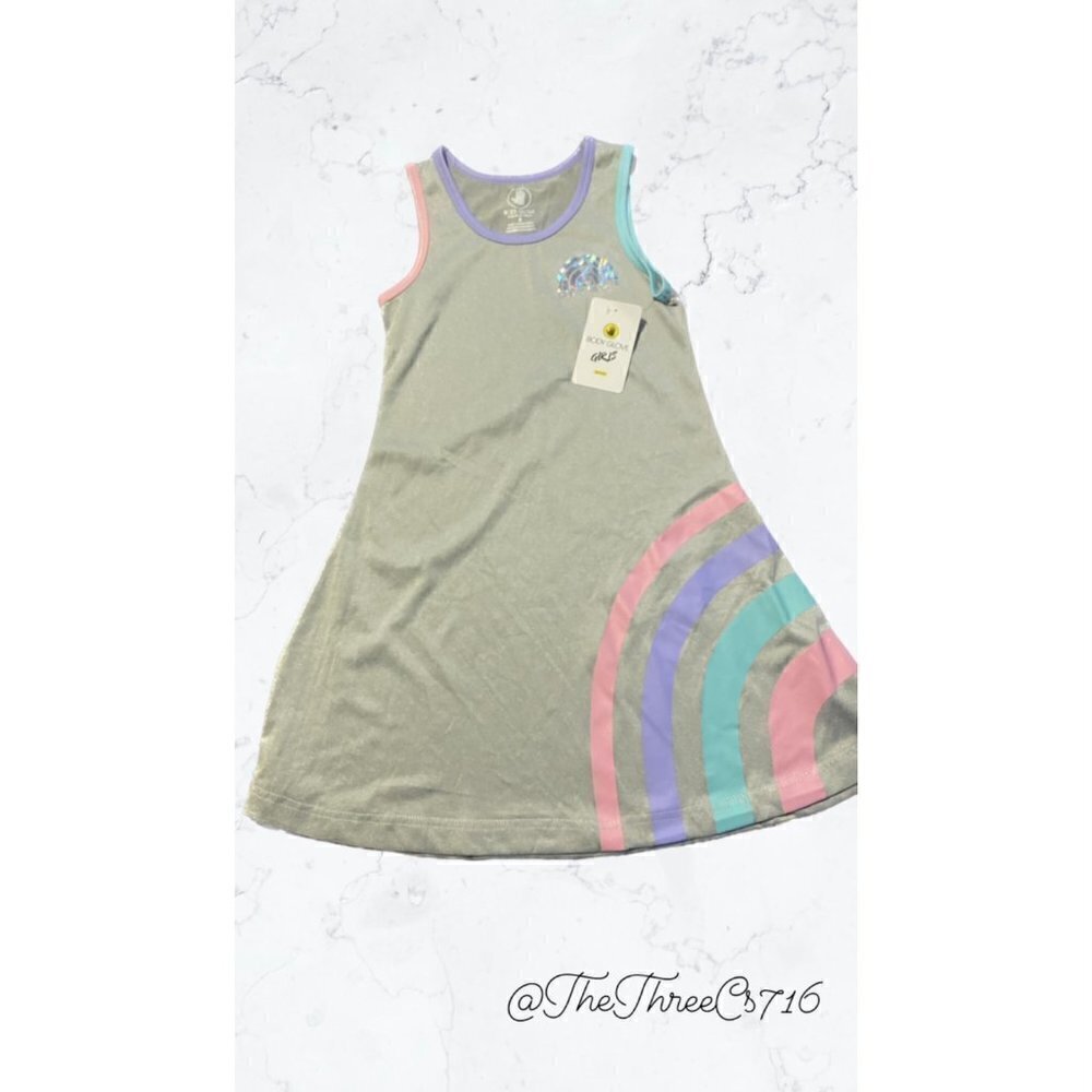 Girls Youth Body Glove Dress Size 8 Grey Pink Purple NWT